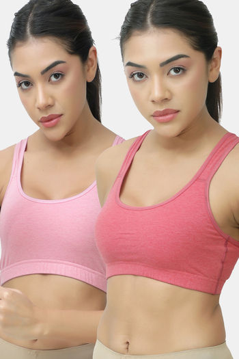 Buy Lady Lyka Soft Strechable Sports Bra (Pack of 2) - Multicolor